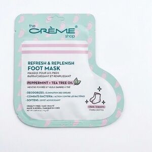 The Crème Shop Refresh & Replenish Peppermint + Tea Tree Foot Mask - Mint